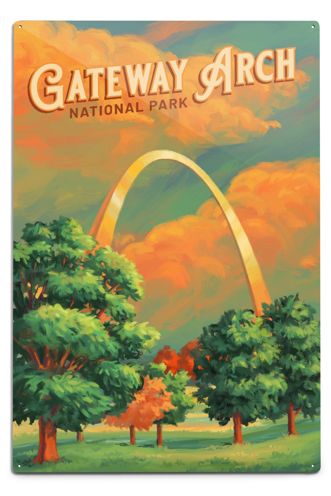 Gateway Arch National Park, Missouri, Oil Painting, Metal Signs