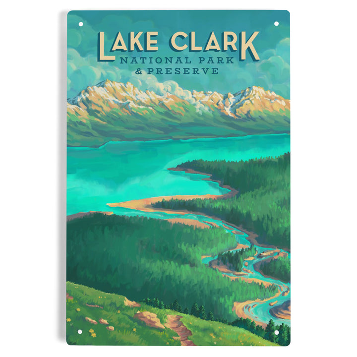 Lake Clark National Park and Preserve, Alaska, Oil Painting, Metal Signs
