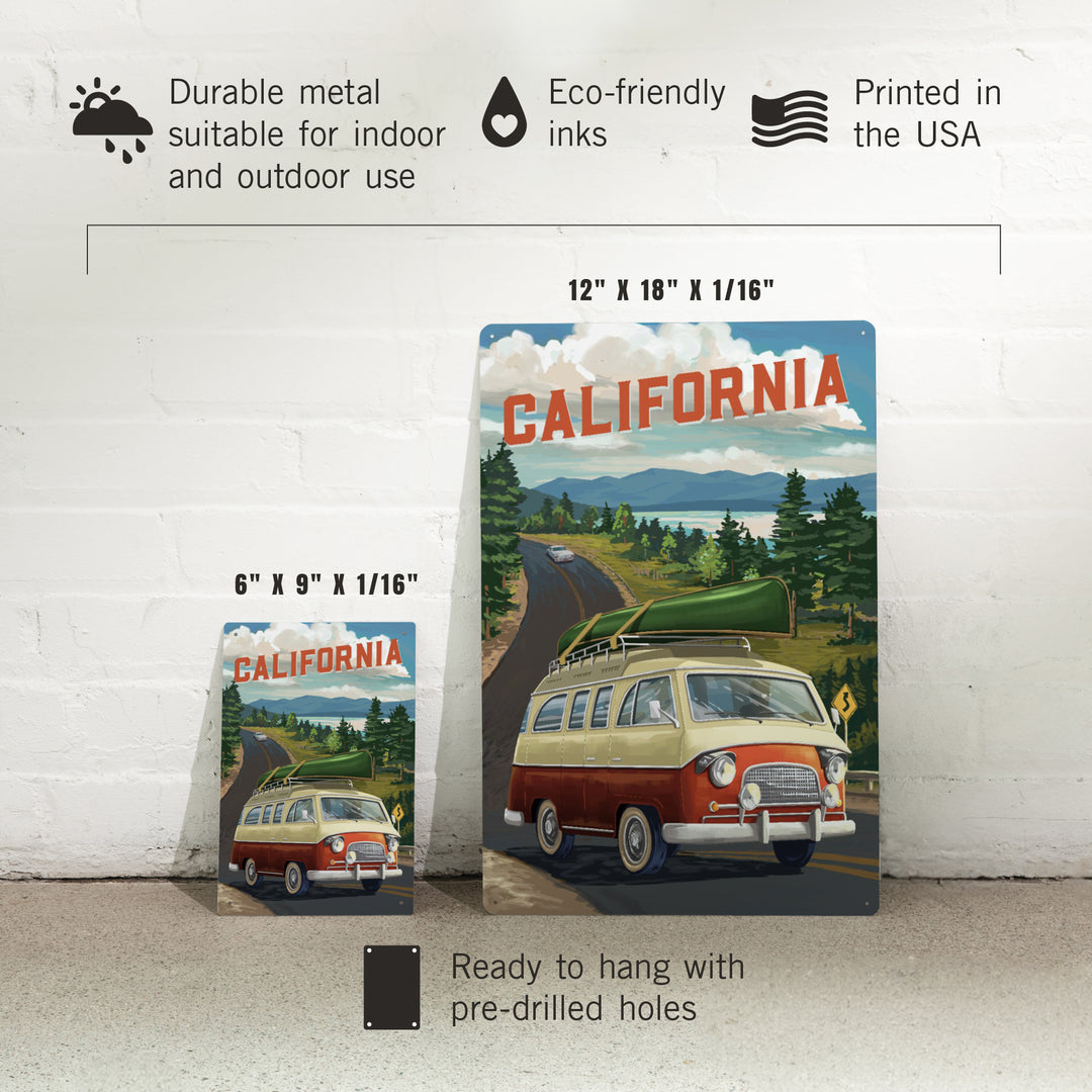 California, Painterly, Camper Van, Off To Roam, Metal Signs