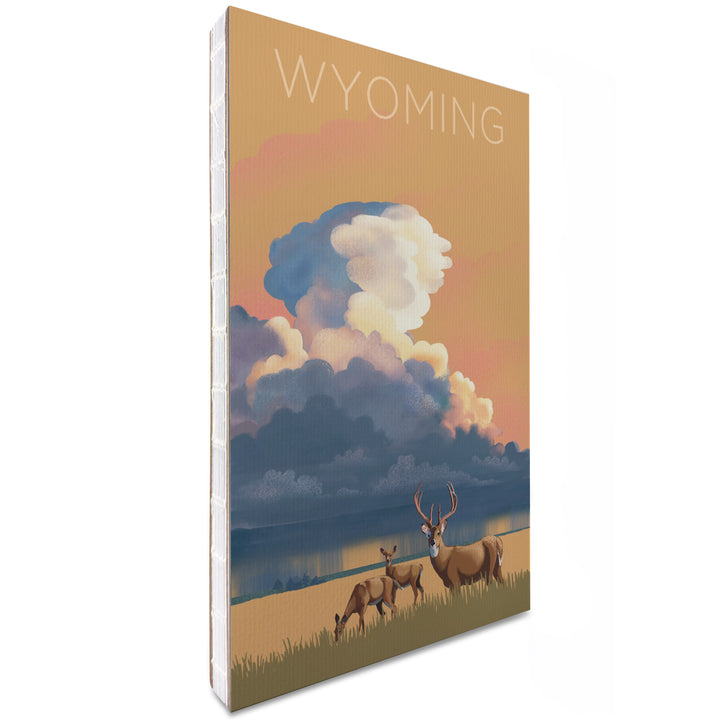 Lined 6x9 Journal, Wyoming, White-tailed Deer and Rain Cloud, Lithograph, Lay Flat, 193 Pages, FSC paper