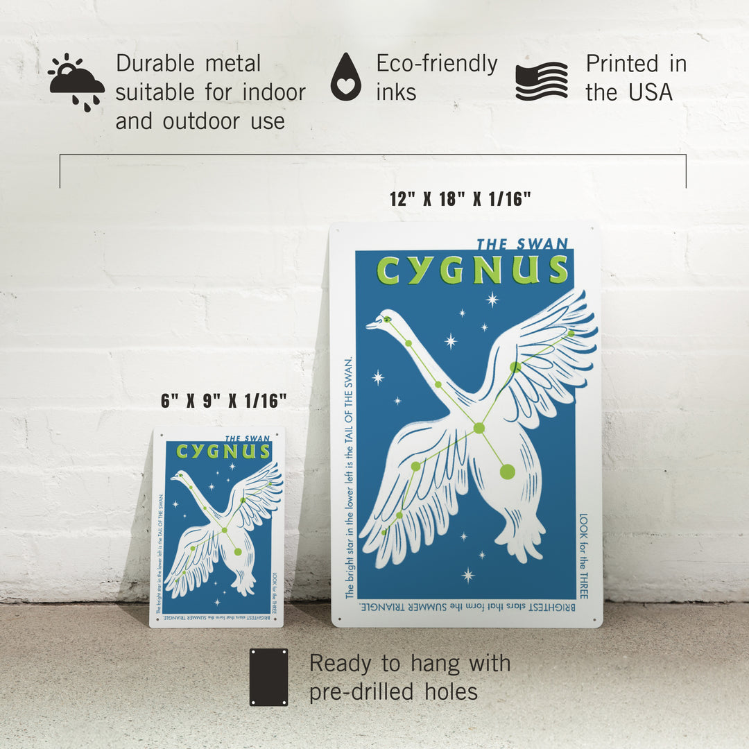 Drawings in the Stars Collection, Cygnus, The Swan Constellation, Metal Signs