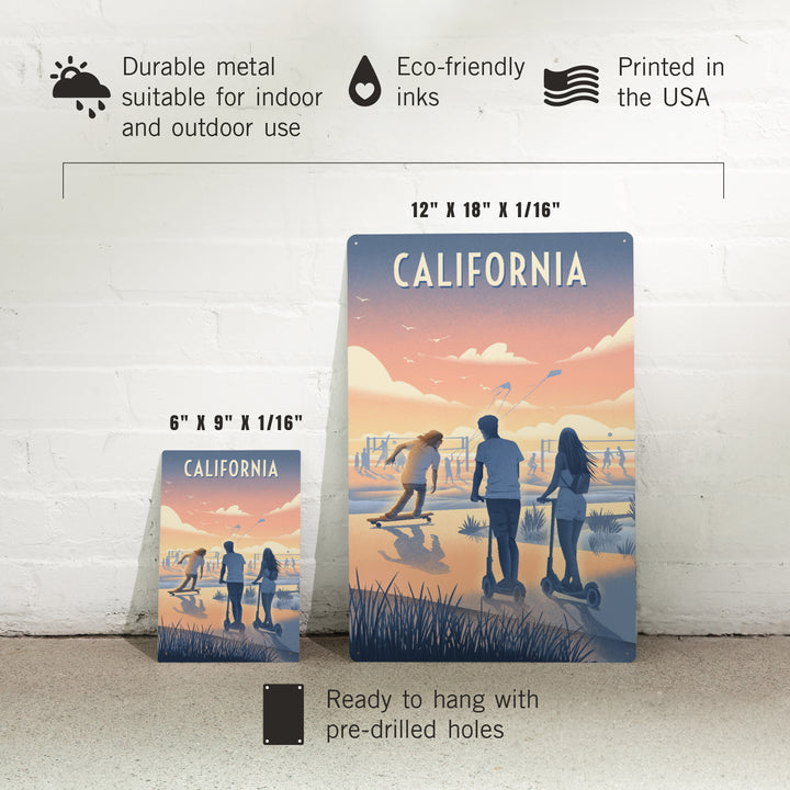 California, Lithograph, Enjoy the Ride, Longboards and Scooters, Metal Signs