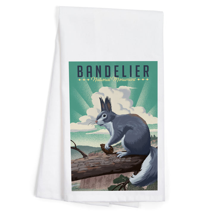 Bandelier National Monument, New Mexico, Abert's Squirrel, Lithograph, Organic Cotton Kitchen Tea Towels