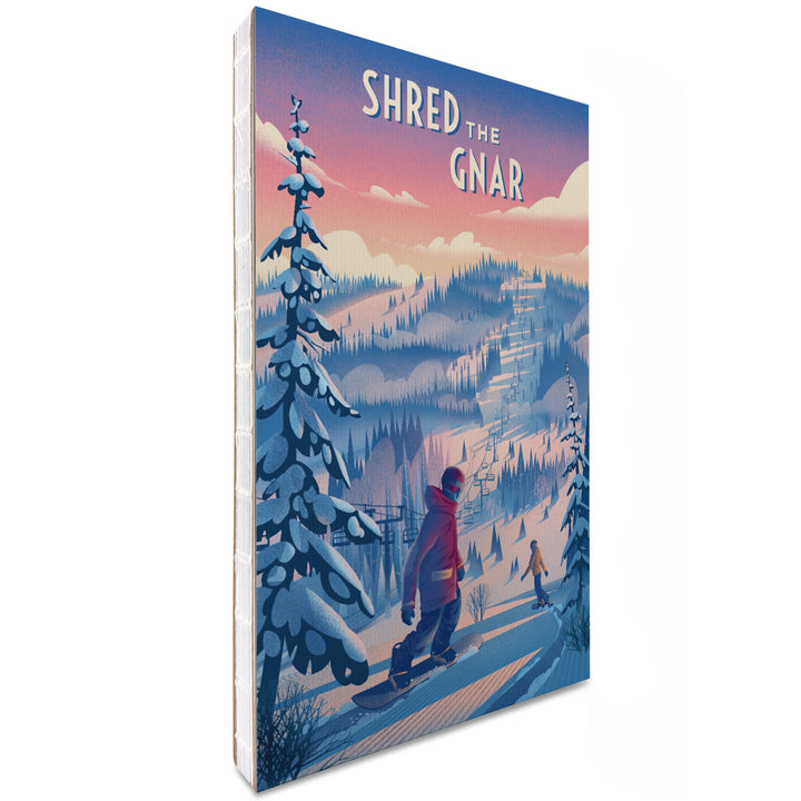 Lined 6x9 Journal, Shred the Gnar, Snowboarding, Lay Flat, 193 Pages, FSC paper