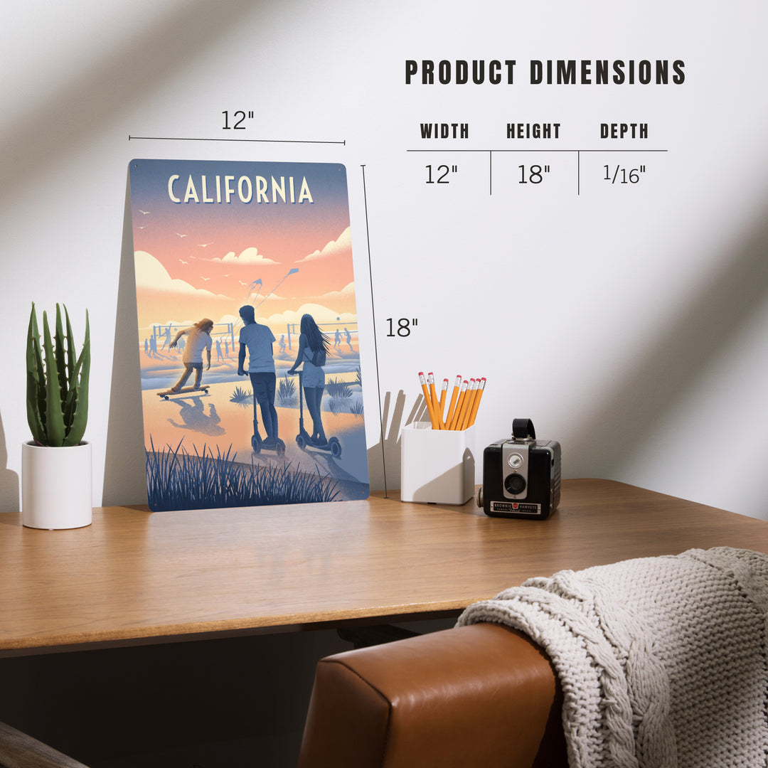 California, Lithograph, Enjoy the Ride, Longboards and Scooters, Metal Signs