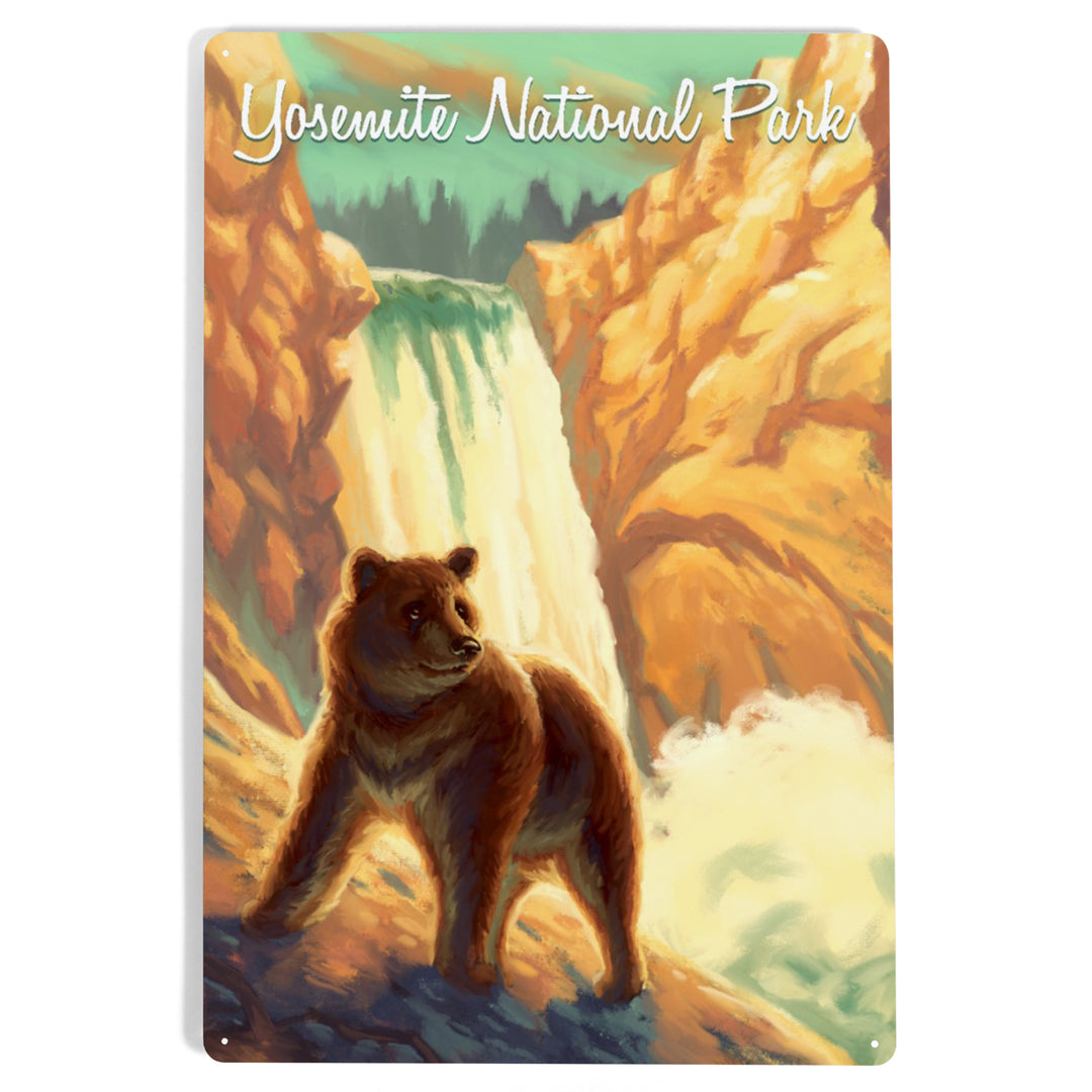 Yosemite National Park, California, Bear, Falls, Oil Painting, Metal Signs