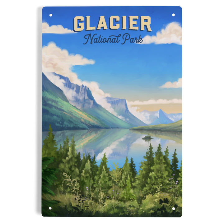 Glacier National Park, Montana, Oil Painting, Metal Signs