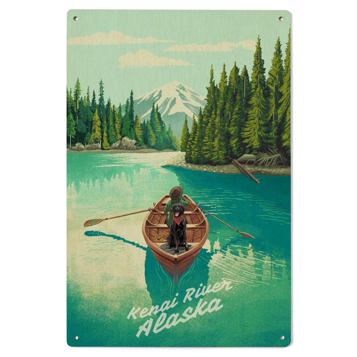 Kenai River, Alaska, Quiet Explorer, Boating, Mountain, Wood Signs and Postcards