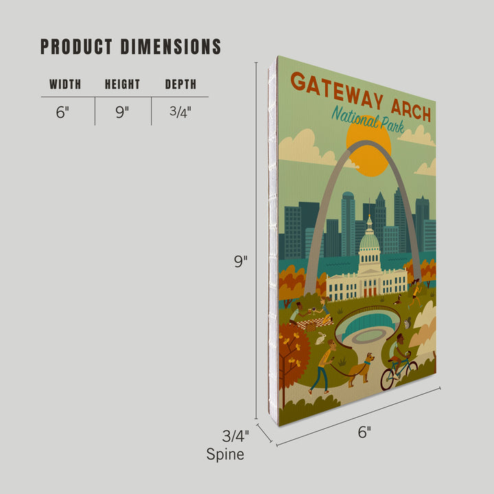 Lined 6x9 Journal, Gateway Arch National Park, Missouri, Geometric National Park Series, Lay Flat, 193 Pages, FSC paper