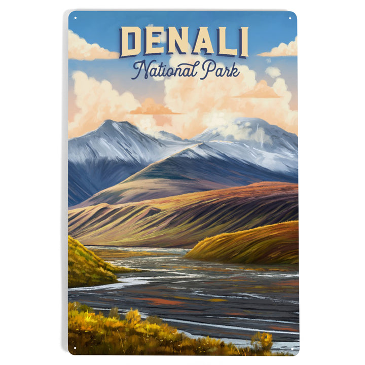 Denali National Park and Preserve, Alaska, Oil Painting, Metal Signs