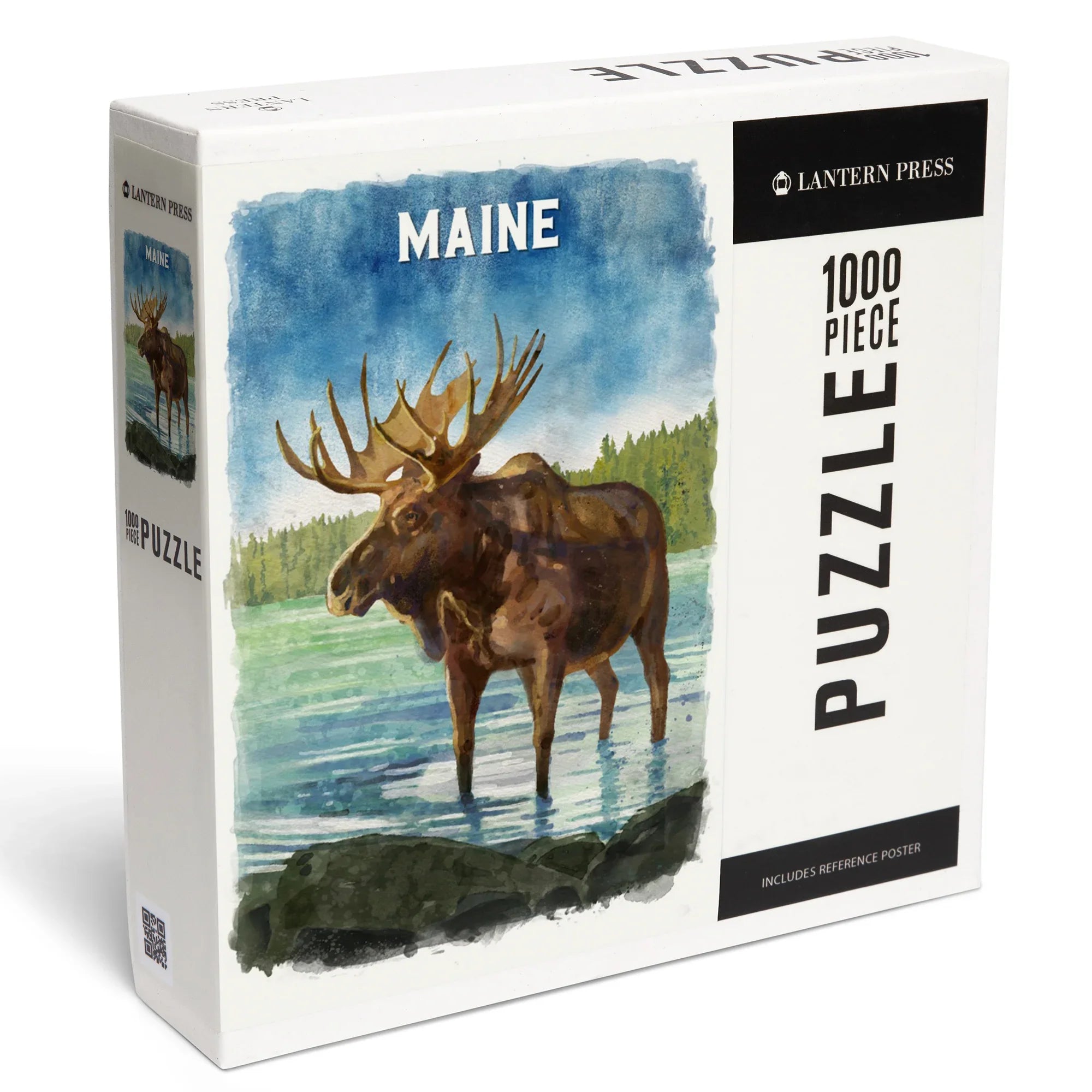 Maine, Watercolor Study, Moose, 1000 piece jigsaw puzzle – Lantern