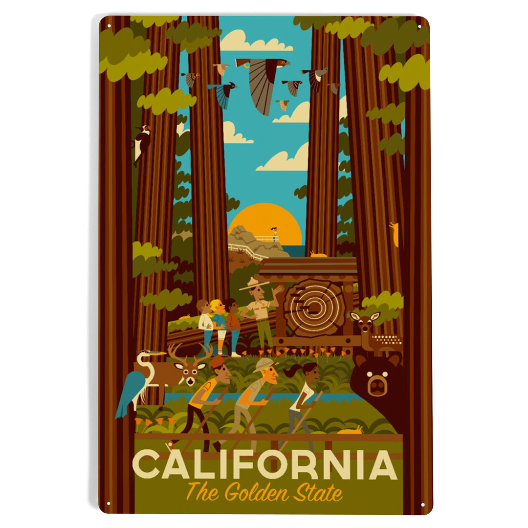 California, Geometric, The Golden State, Metal Signs