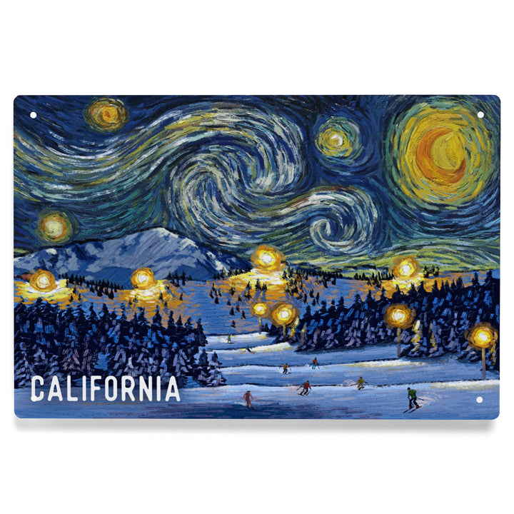 California, Starry Night, Ski Resort, Metal Signs