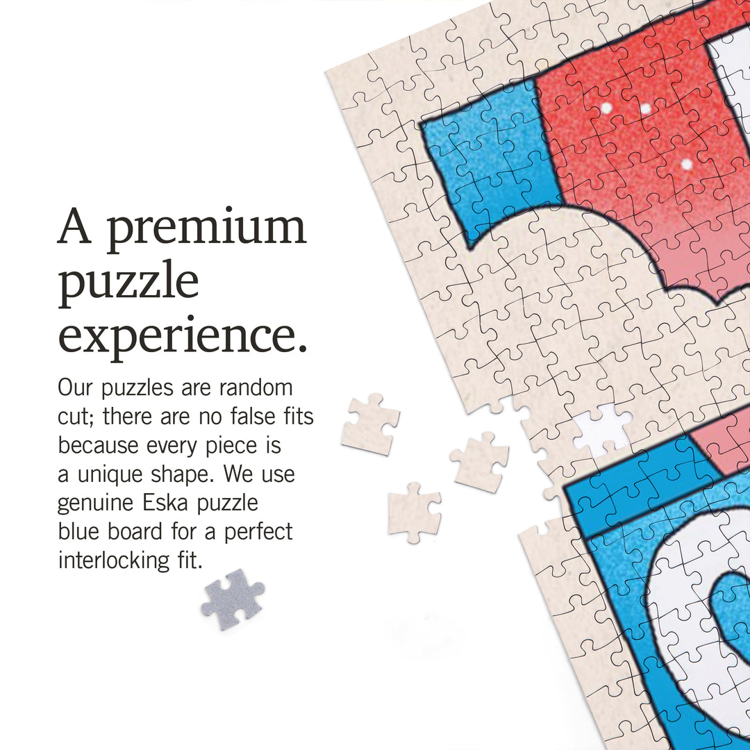 70s Sunshine Collection, Hello Sunshine, Girl on Beach, Jigsaw Puzzle Puzzle Lantern Press