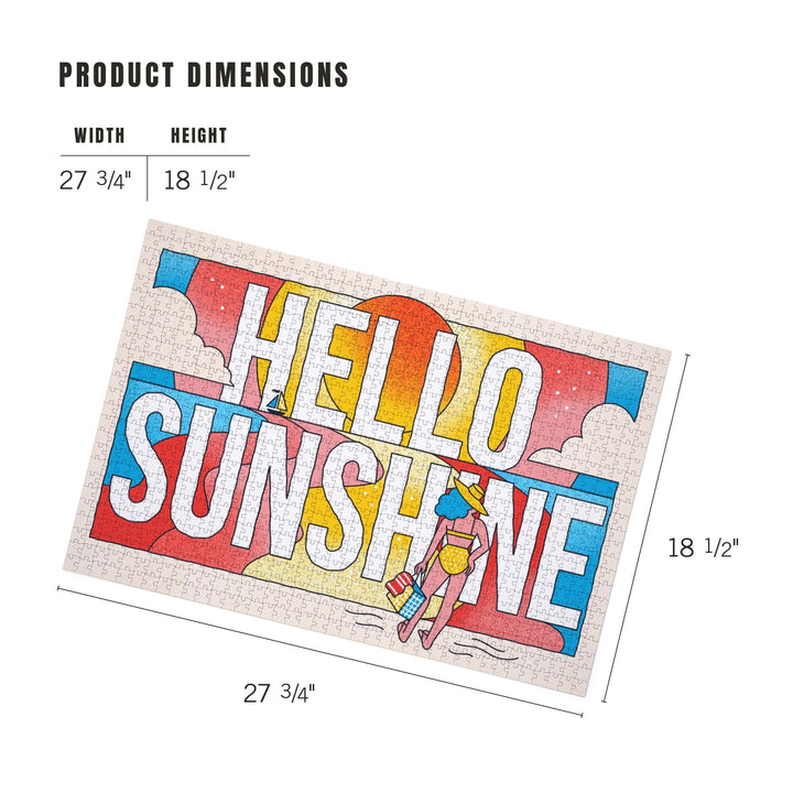 70s Sunshine Collection, Hello Sunshine, Girl on Beach, Jigsaw Puzzle Puzzle Lantern Press