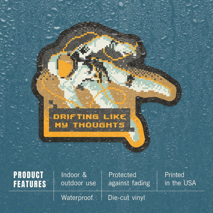 8-Bit Space Collection, Astronaut, Drifting Like My Thoughts, Contour, Vinyl Sticker Sticker Lantern Press