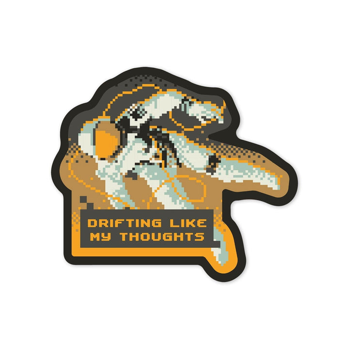 8-Bit Space Collection, Astronaut, Drifting Like My Thoughts, Contour, Vinyl Sticker Sticker Lantern Press
