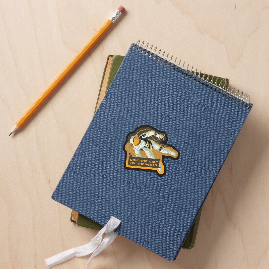 8-Bit Space Collection, Astronaut, Drifting Like My Thoughts, Contour, Vinyl Sticker Sticker Lantern Press