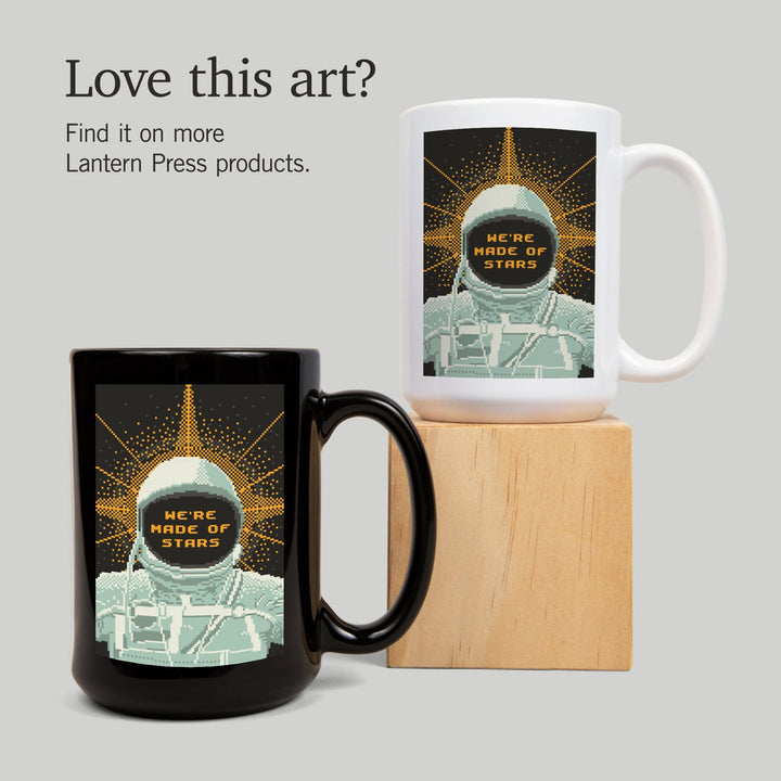 8-Bit Space Collection, Astronaut, We Are Made Of Stars, Ceramic Mug Mugs Lantern Press 
