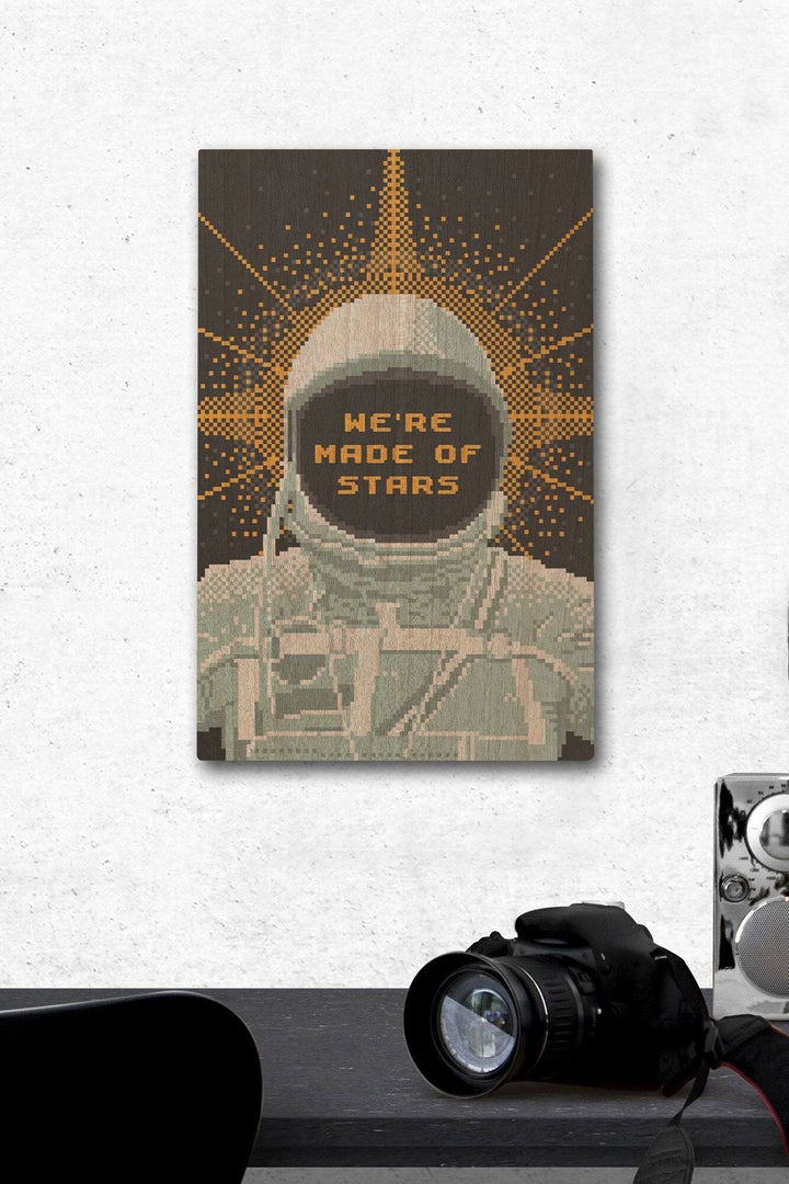 8-Bit Space Collection, Astronaut, We Are Made Of Stars, Wood Signs and Postcards Wood Lantern Press