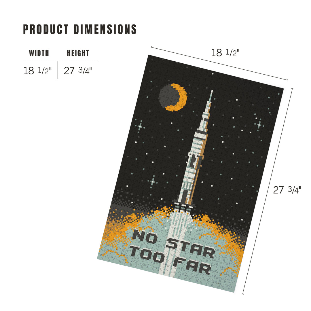 8-Bit Space Collection, Rocket, No Star Too Far, Jigsaw Puzzle Puzzle Lantern Press