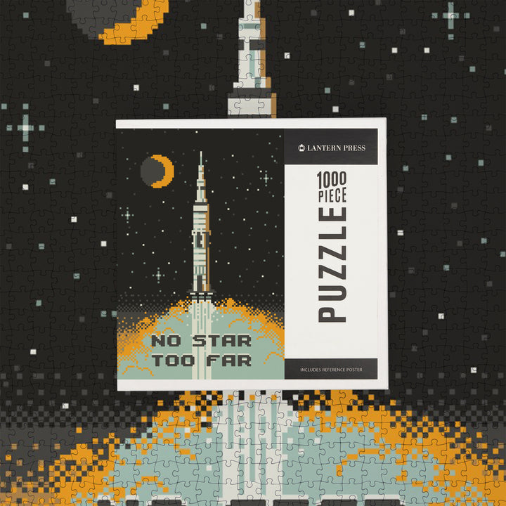 8-Bit Space Collection, Rocket, No Star Too Far, Jigsaw Puzzle Puzzle Lantern Press