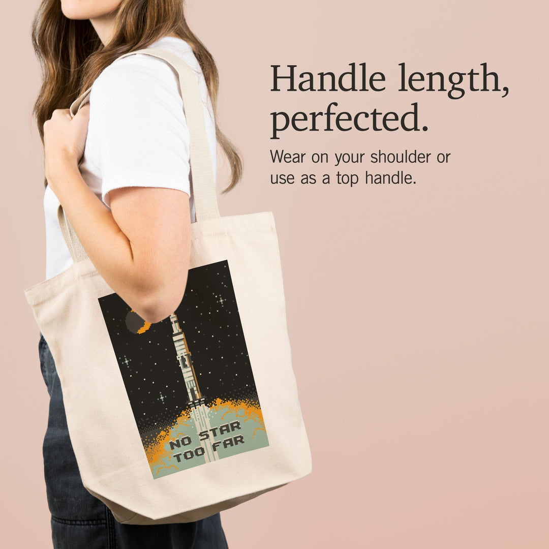 8-Bit Space Collection, Rocket, No Star Too Far, Tote Bag Totes Lantern Press