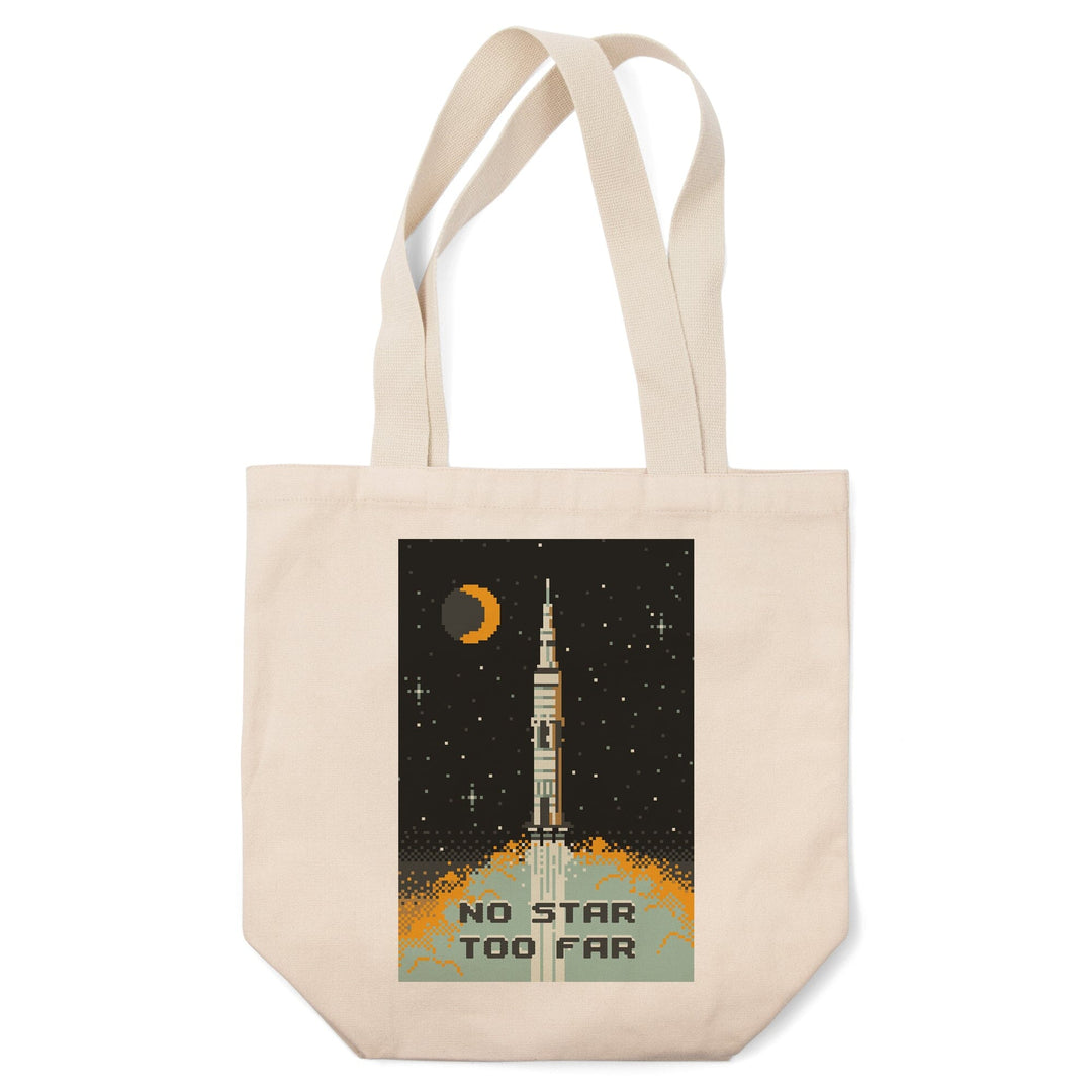 8-Bit Space Collection, Rocket, No Star Too Far, Tote Bag Totes Lantern Press