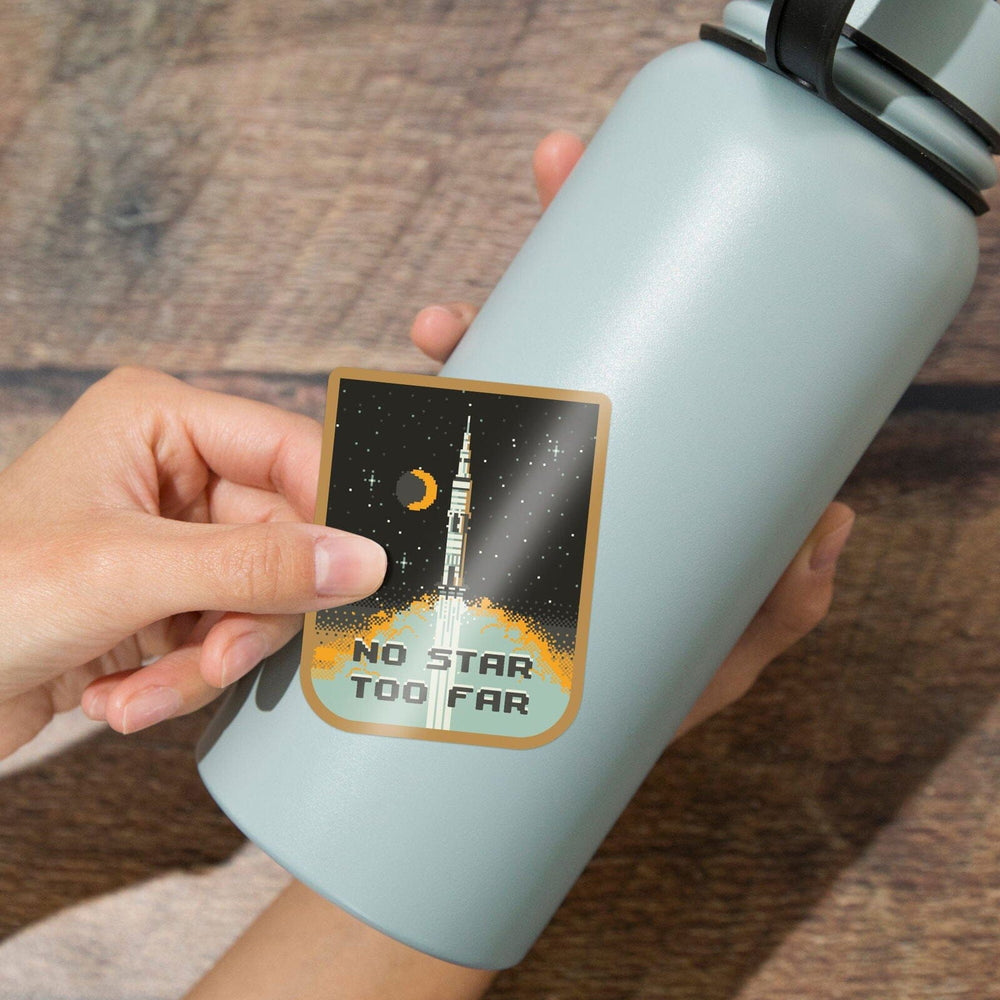 8-Bit Space Collection, Space Shuttle, No Star Too Far, Contour, Vinyl Sticker Sticker Lantern Press