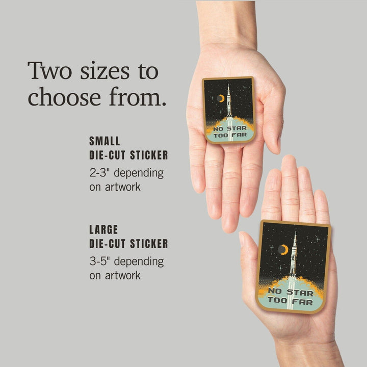 8-Bit Space Collection, Space Shuttle, No Star Too Far, Contour, Vinyl Sticker Sticker Lantern Press