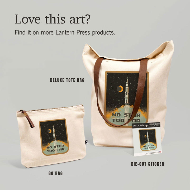 8-Bit Space Collection, Space Shuttle, No Star Too Far, Contour, Vinyl Sticker Sticker Lantern Press