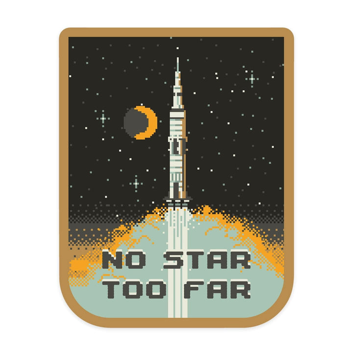 8-Bit Space Collection, Space Shuttle, No Star Too Far, Contour, Vinyl Sticker Sticker Lantern Press