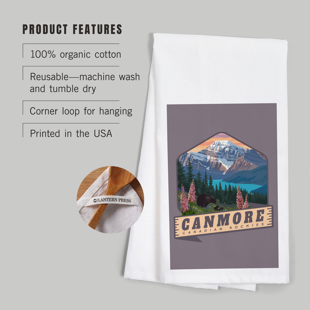 Canmore, Canada, Canadian Rockies, Bear and Spring Flowers, Contour, Organic Cotton Kitchen Tea Towels