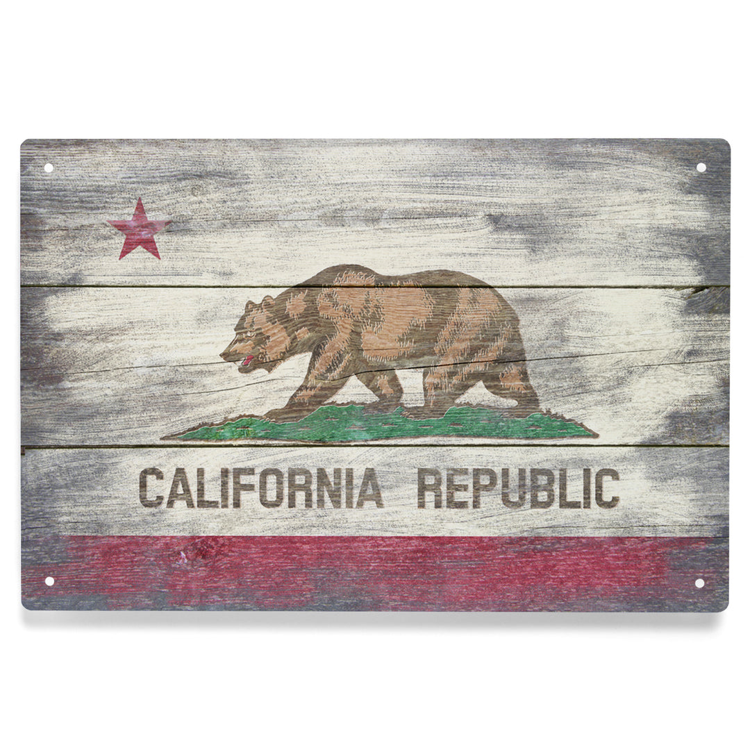 Rustic California State Flag, Metal Signs
