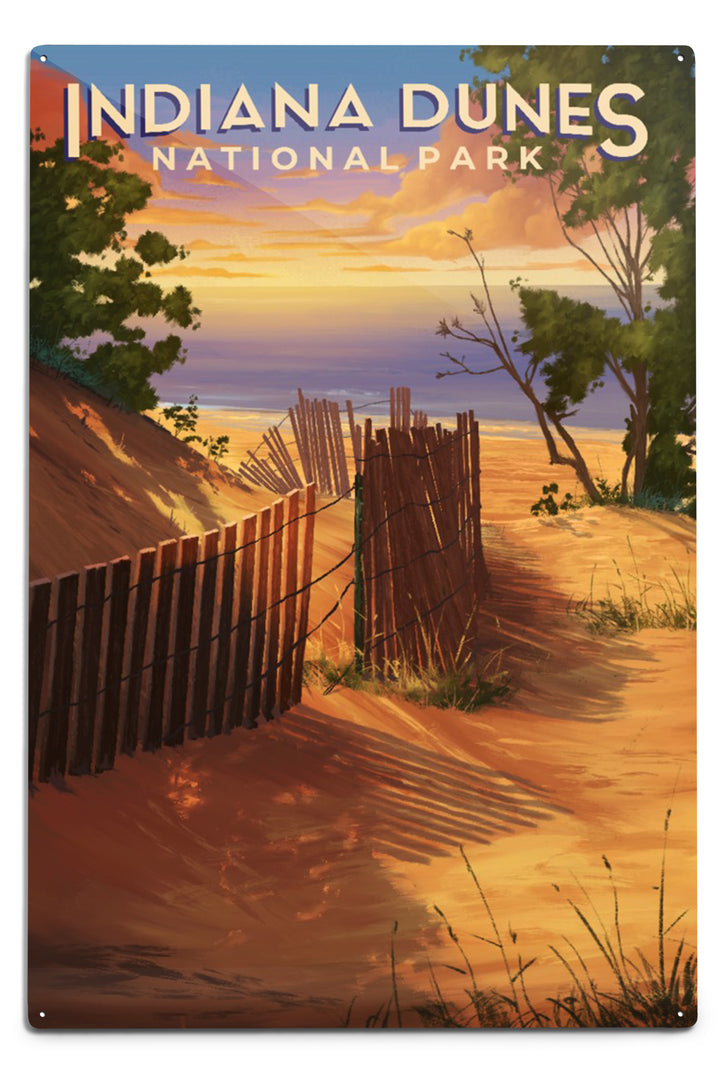 Indiana Dunes National Park, Indiana, Oil Painting, Metal Signs