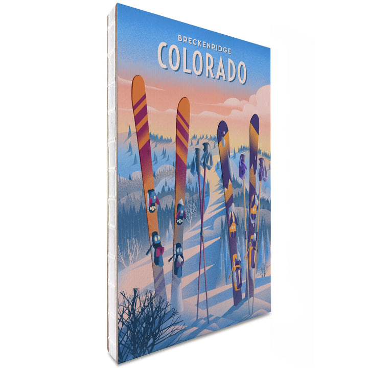 Lined 6x9 Journal, Breckenridge, Colorado, Skis In Snowbank, Lay Flat, 193 Pages, FSC paper