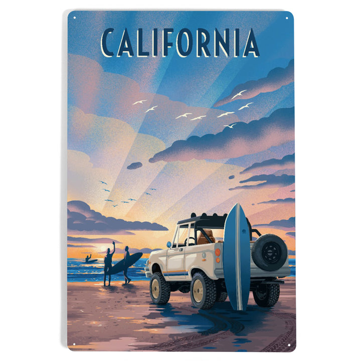 California, Lithograph, Wake Up, Surf's Up, Surfers on Beach, Metal Signs