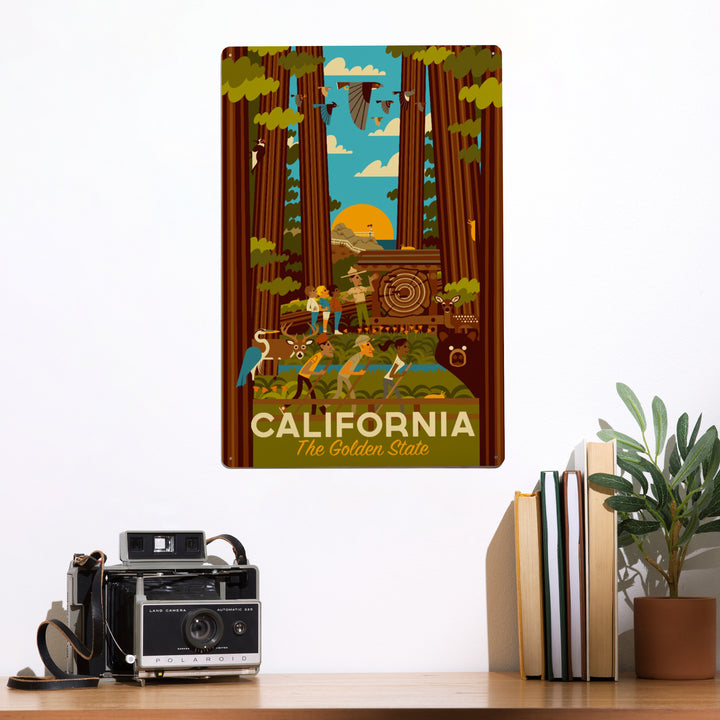 California, Geometric, The Golden State, Metal Signs