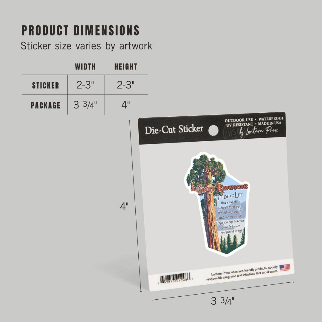 A Giant Redwood's Guide to Life, Contour, Vinyl Sticker Sticker Lantern Press