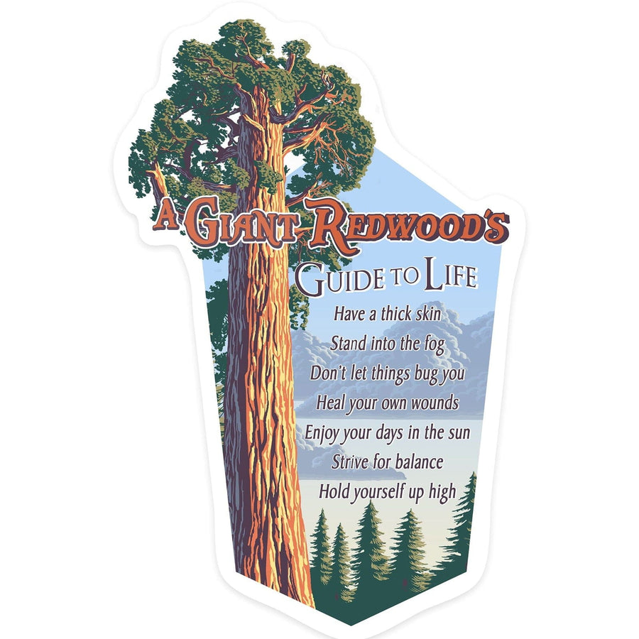 A Giant Redwood's Guide to Life, Contour, Vinyl Sticker Sticker Lantern Press