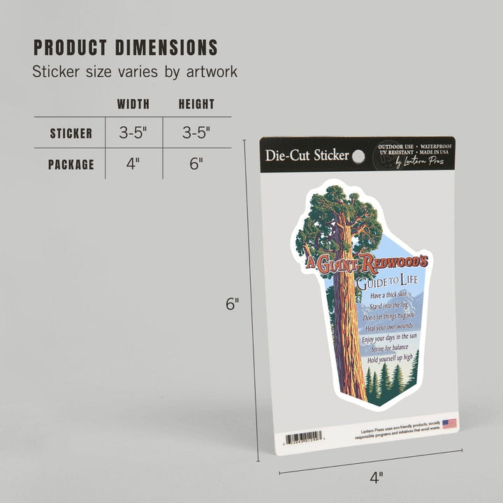A Giant Redwood's Guide to Life, Contour, Vinyl Sticker Sticker Lantern Press