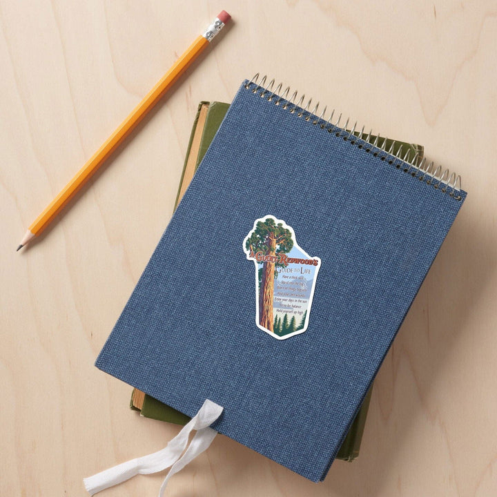 A Giant Redwood's Guide to Life, Contour, Vinyl Sticker Sticker Lantern Press