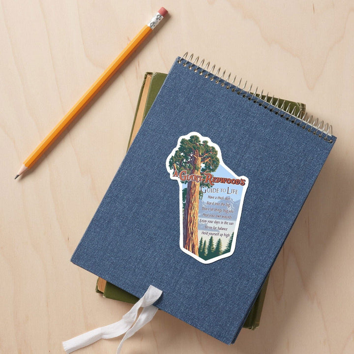 A Giant Redwood's Guide to Life, Contour, Vinyl Sticker Sticker Lantern Press
