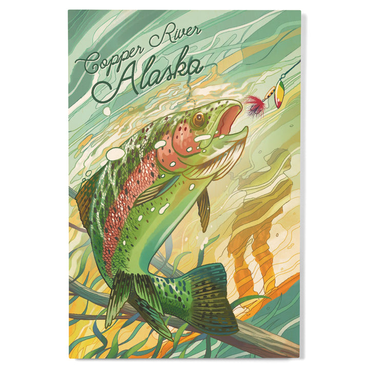 Copper River, Alaska, Fishing, Underwater Trout, Wood Signs and Postcards