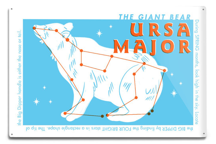 Drawings in the Stars Collection, Ursa Major, The Giant Bear Constellation, Metal Signs