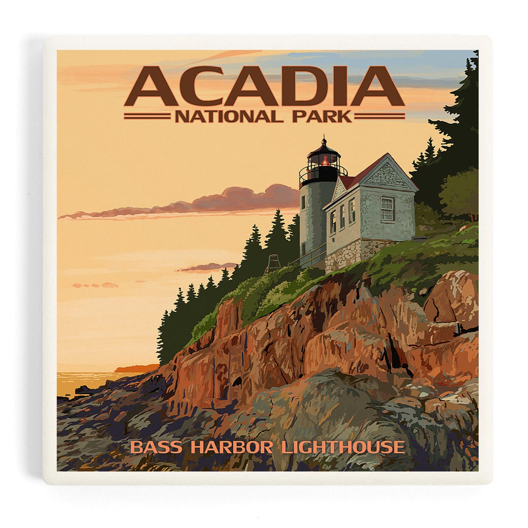 Acadia National Park, Maine, Bass Harbor Lighthouse, Coasters Coasters Lantern Press Coaster