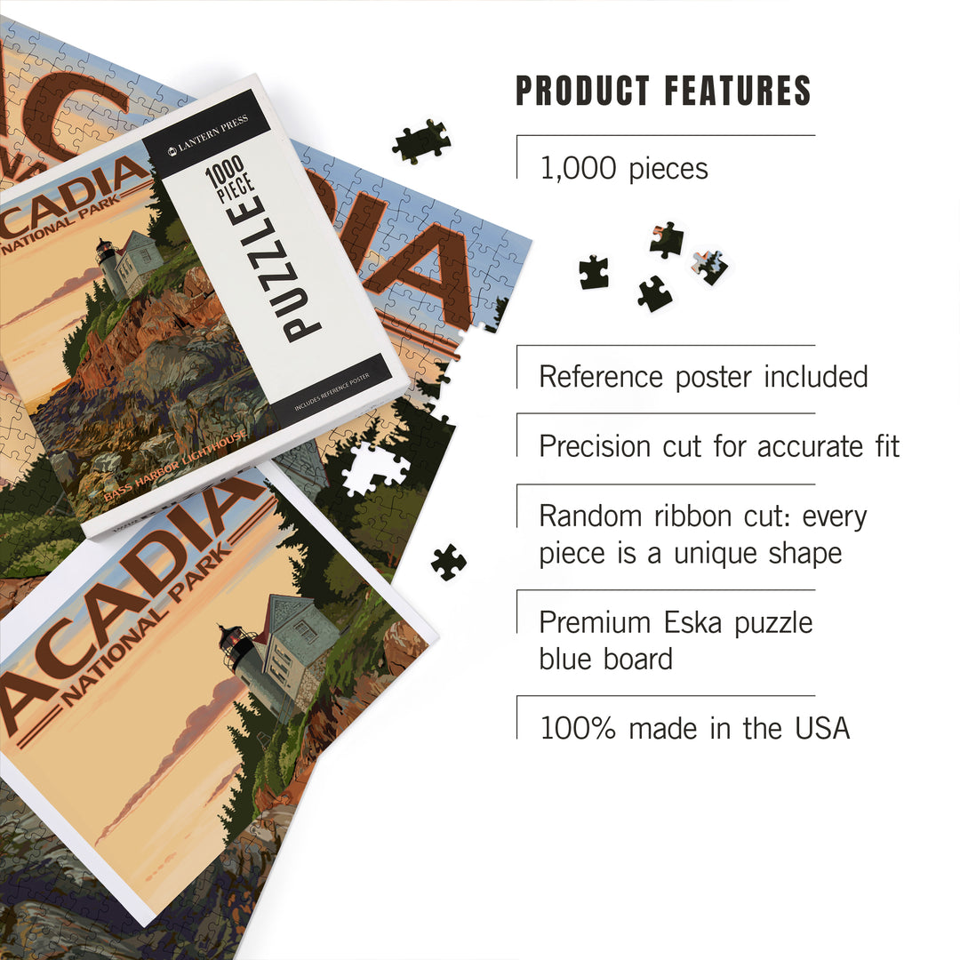 Acadia National Park, Maine, Bass Harbor Lighthouse, Jigsaw Puzzle Puzzle Lantern Press