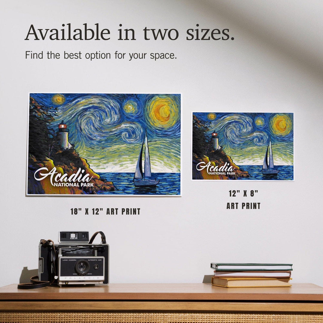 Acadia National Park, Maine, Bass Harbor Lighthouse, Starry Night National Park Series, Art & Giclee Prints Art Lantern Press