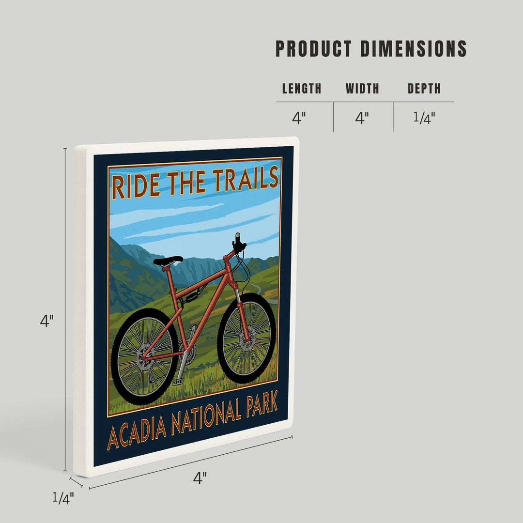 Acadia National Park, Maine, Bicycle Scene, Coasters Coasters Lantern Press