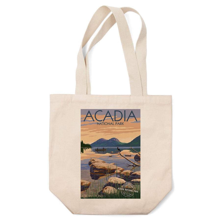 Acadia National Park, Maine, Celebrating 100 Years, Jordan Pond, Lantern Press Artwork, Tote Bag Totes Lantern Press 